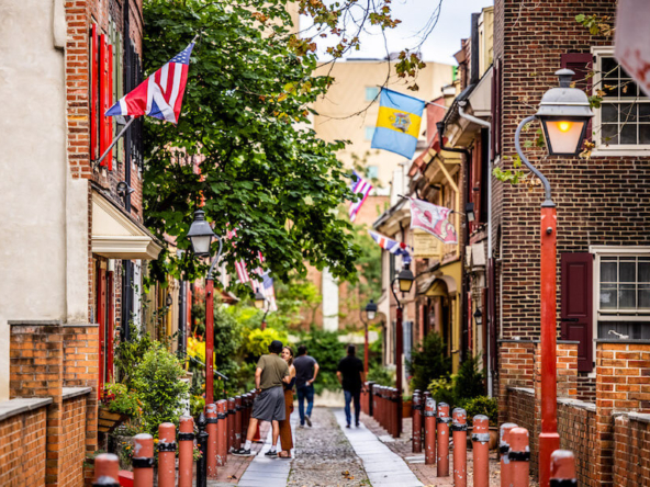 Street With Flags In Philadelphia